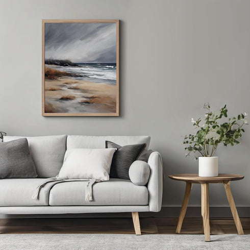 Posterizer 1 pcs-the sea and the beach in winter in oil painting style-4-Landscape & Nature Art-GIft for Men Women Teens-Dining Room Decor- unfram...